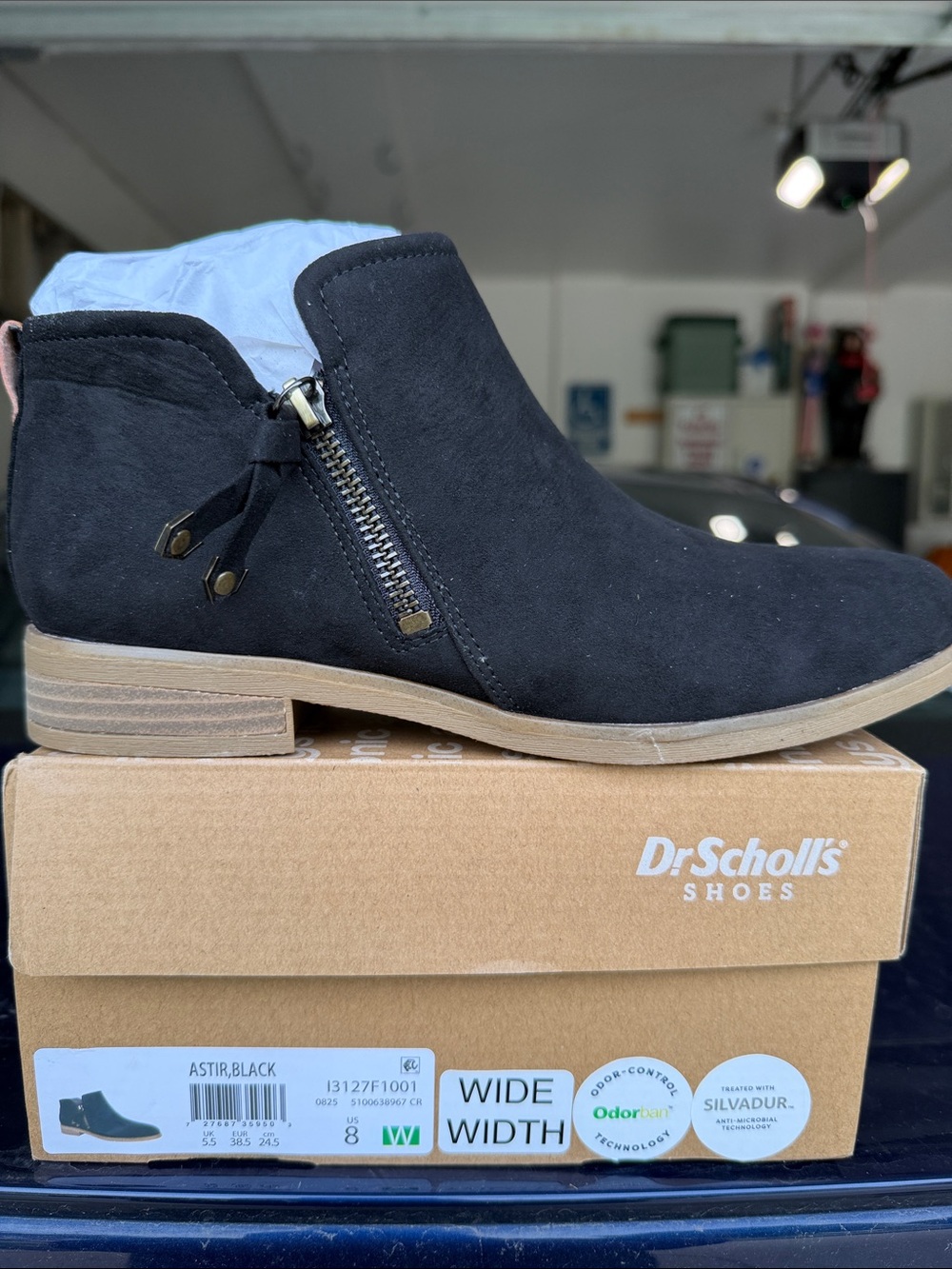 Dr. Scholl's Black Suede-Look Ankle Bootie with Side Zip